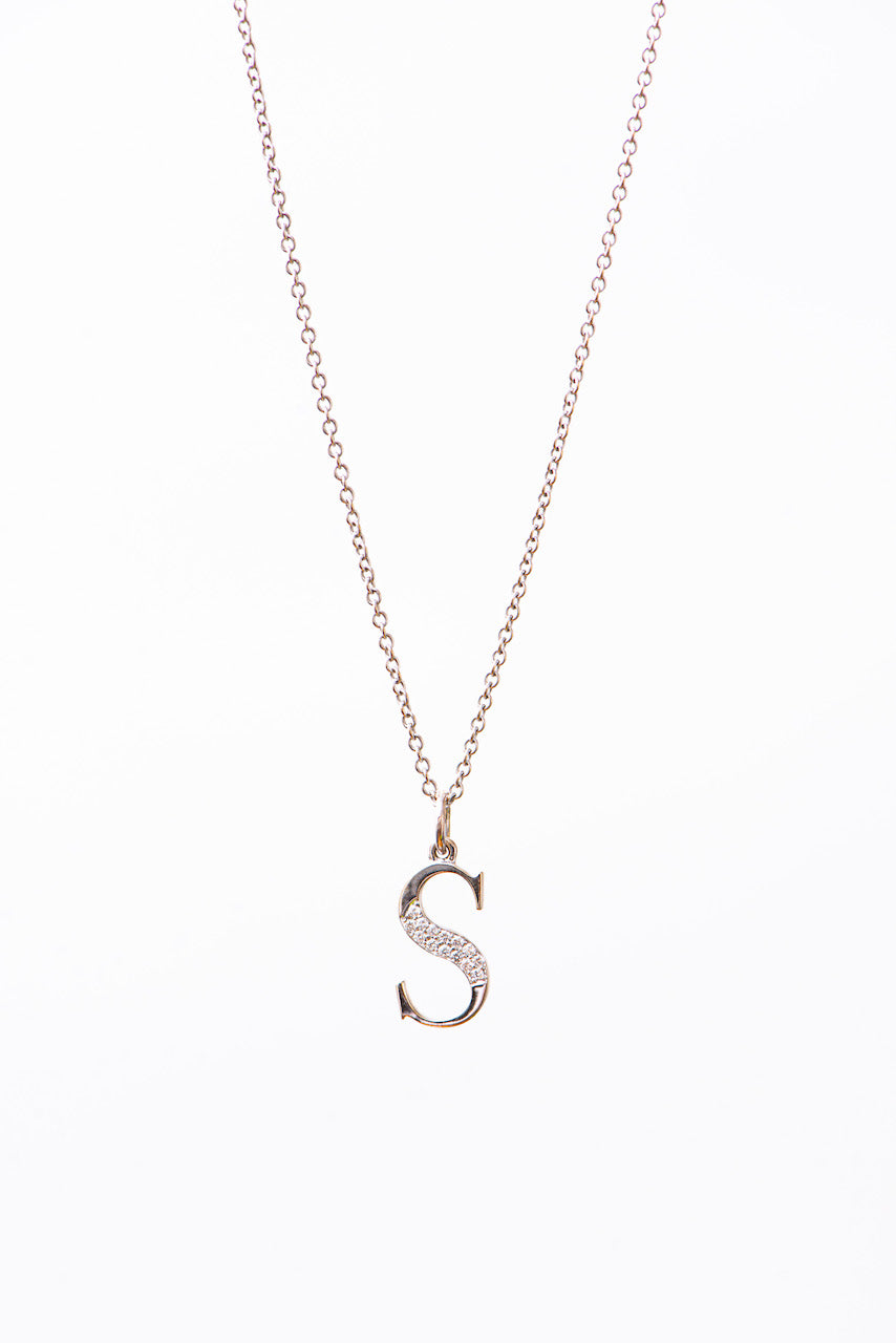 Initial Pendant Necklace with Diamonds